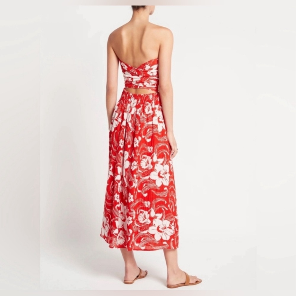 Faithfull the Brand - Red Floral Linen Midi Dress – NWT, Size 6